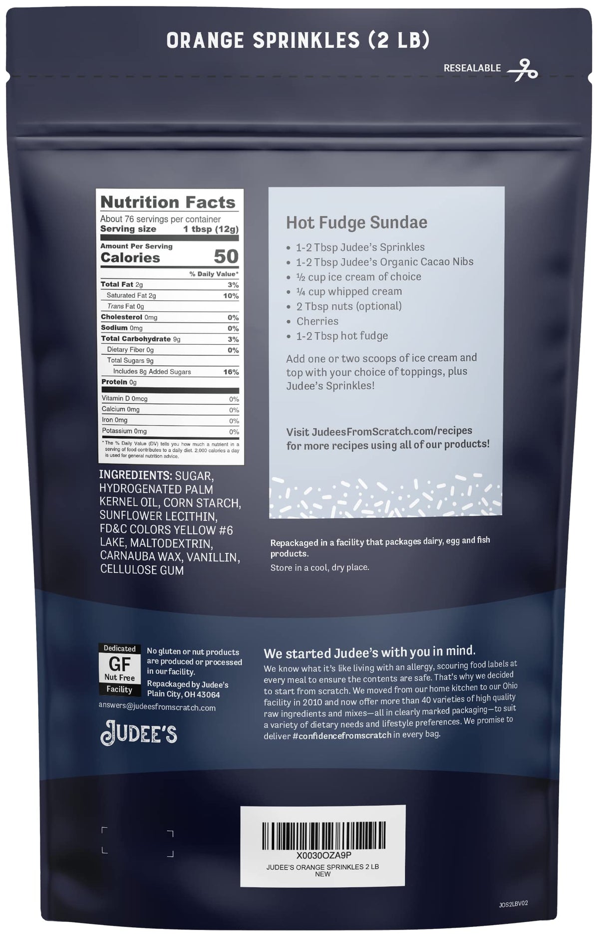 Judee'S Gluten Free Orange Sprinkles 2 Lb - Gluten-Free And Nut-Free - Brighten Up Your Baked Goods - Great For Cookie And Cake