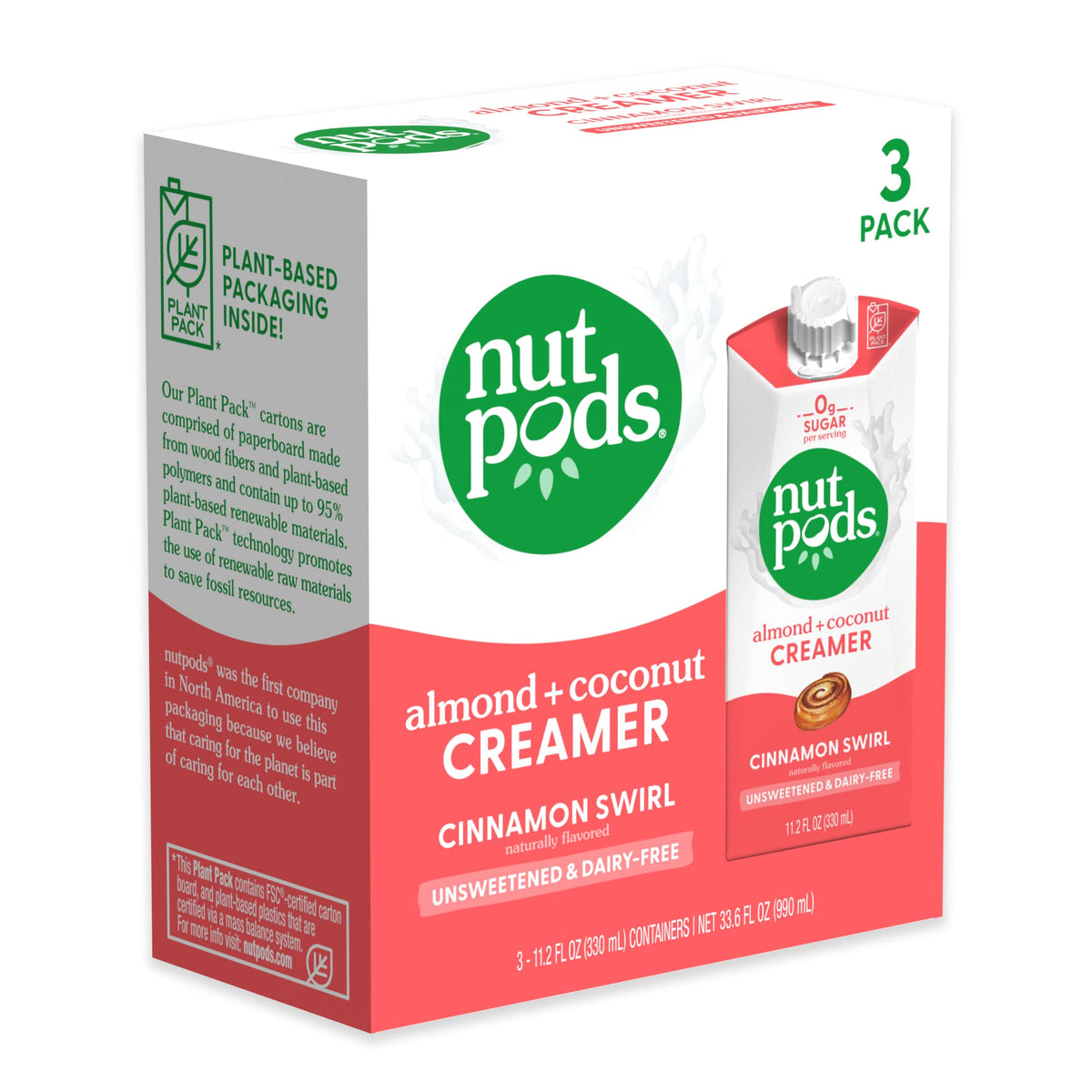 Nutpods Cinnamon Swirl Coffee Creamer - Unsweetened Non Dairy Creamer Made From Almonds And Coconuts - Keto Creamer, Whole30, Gl