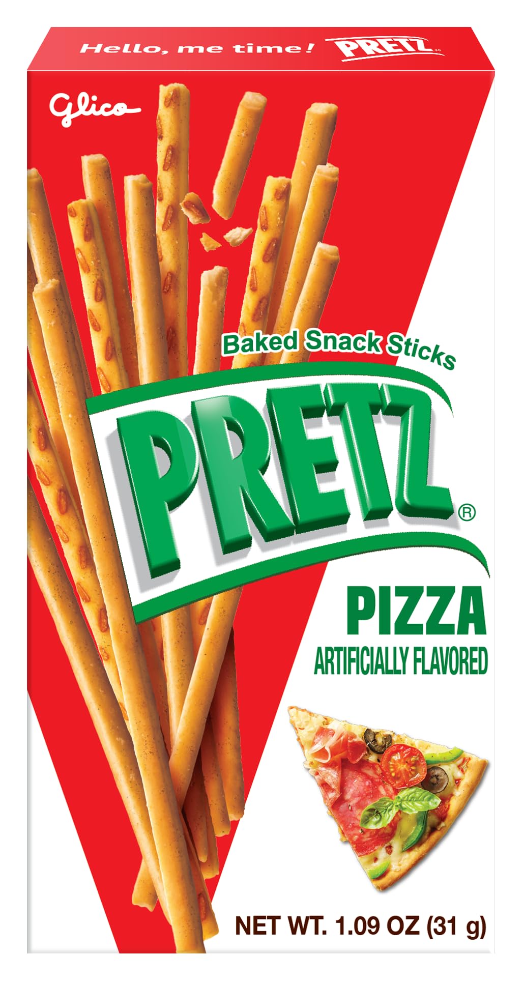 Glico Pizza-Flavored Pretz Biscuit Sticks, 5-Pack (31g/1.09oz Each), Savory Snack