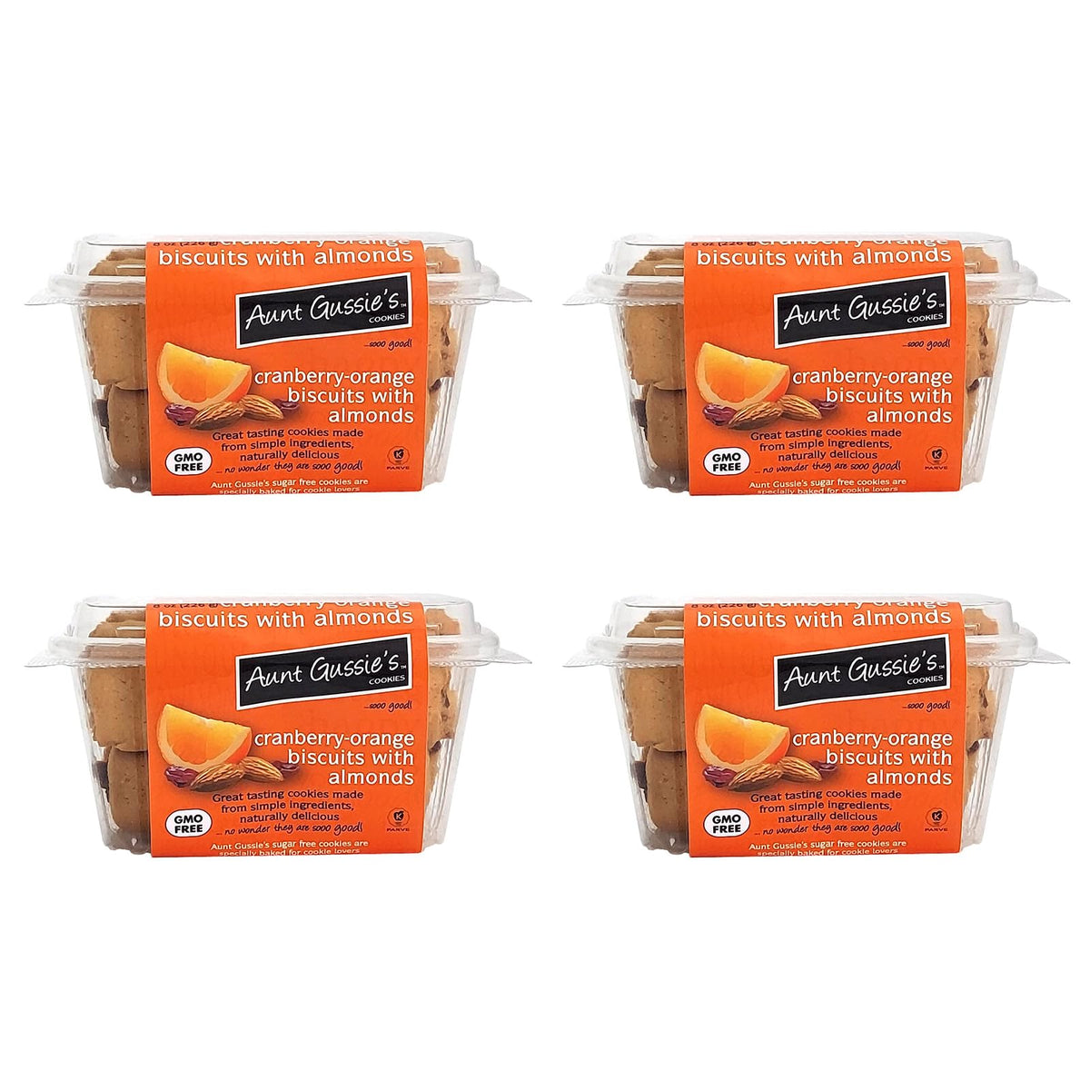 Aunt Gussie'S - No Sugar Added Wheat Cranberry Orange With Almond Biscuits - 4 Pack