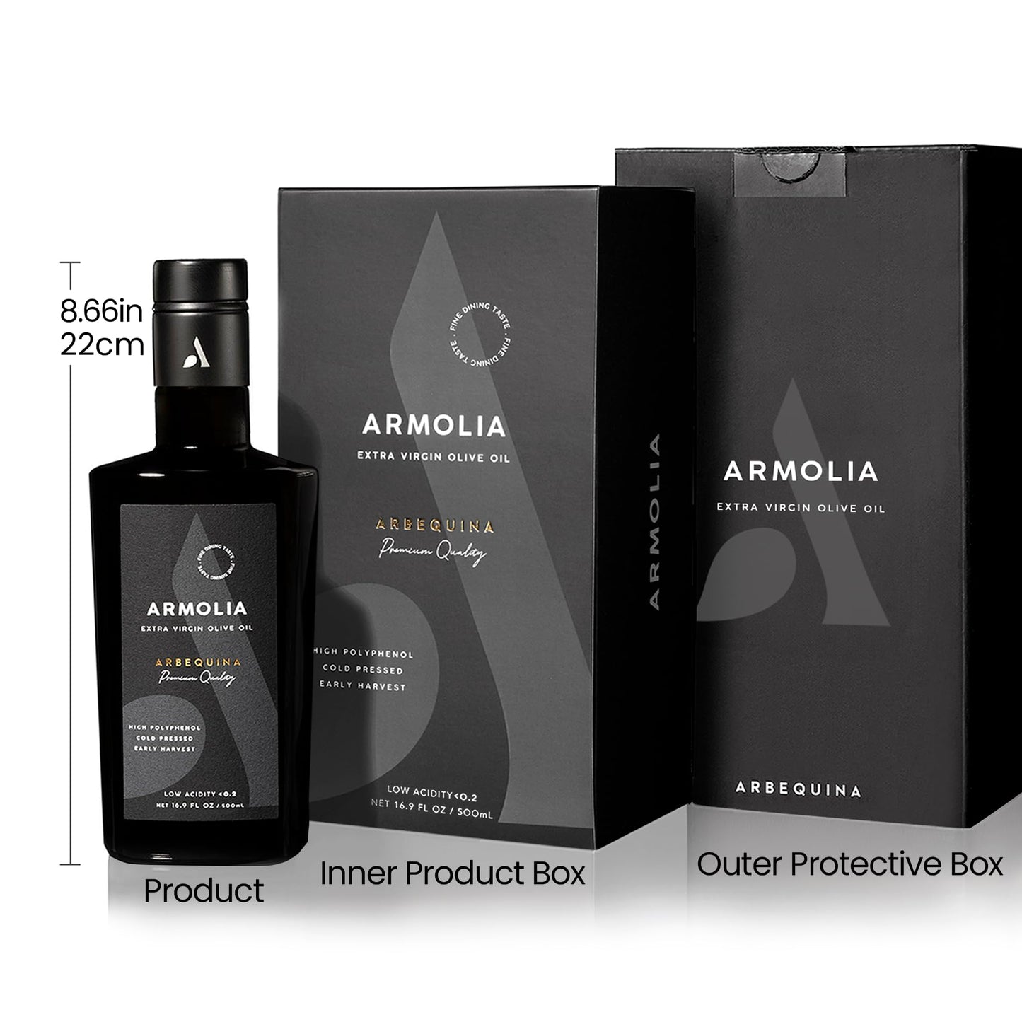 ARMOLIA Extra Virgin Olive Oil, Cold Pressed, Low Acidity, 24-Pack x 500mL