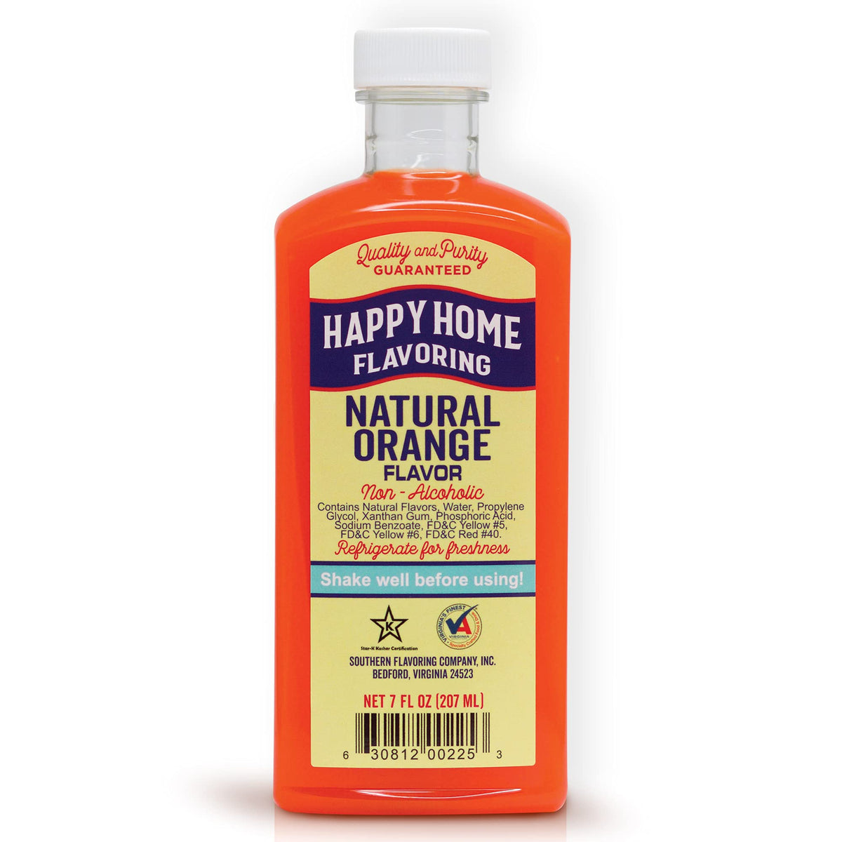 Happy Home Natural Orange Flavoring, Non-Alcoholic, Certified Kosher, 7 Fl Oz