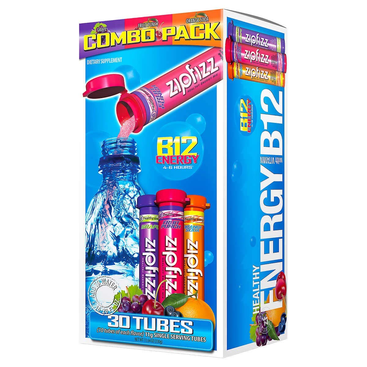 Zipfizz Healthy Energy Drink Mix Variety Pack, 30 Tubes (2 Pack)