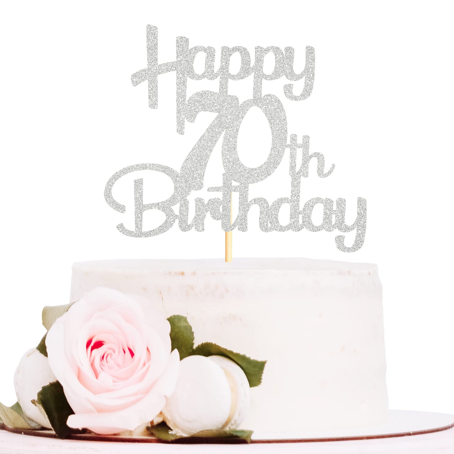 Sotpot Happy 70Th Birthday Cake Topper Silver Glitter 70Th Cake Toppers 70 Birthday Cake Decorations Cheers To 70 Fabulous Party