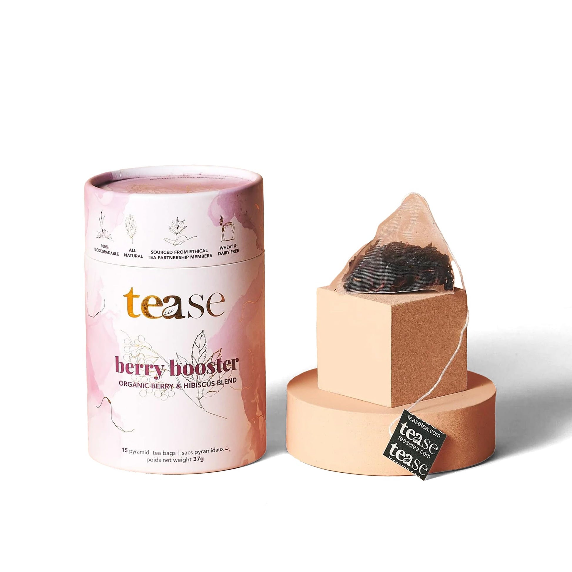 Tease Tea Organic Hibiscus Drink - Berry Booster Elderberry, Caffeine Free Herbal Tea, Made with Hibiscus Petals and Currant