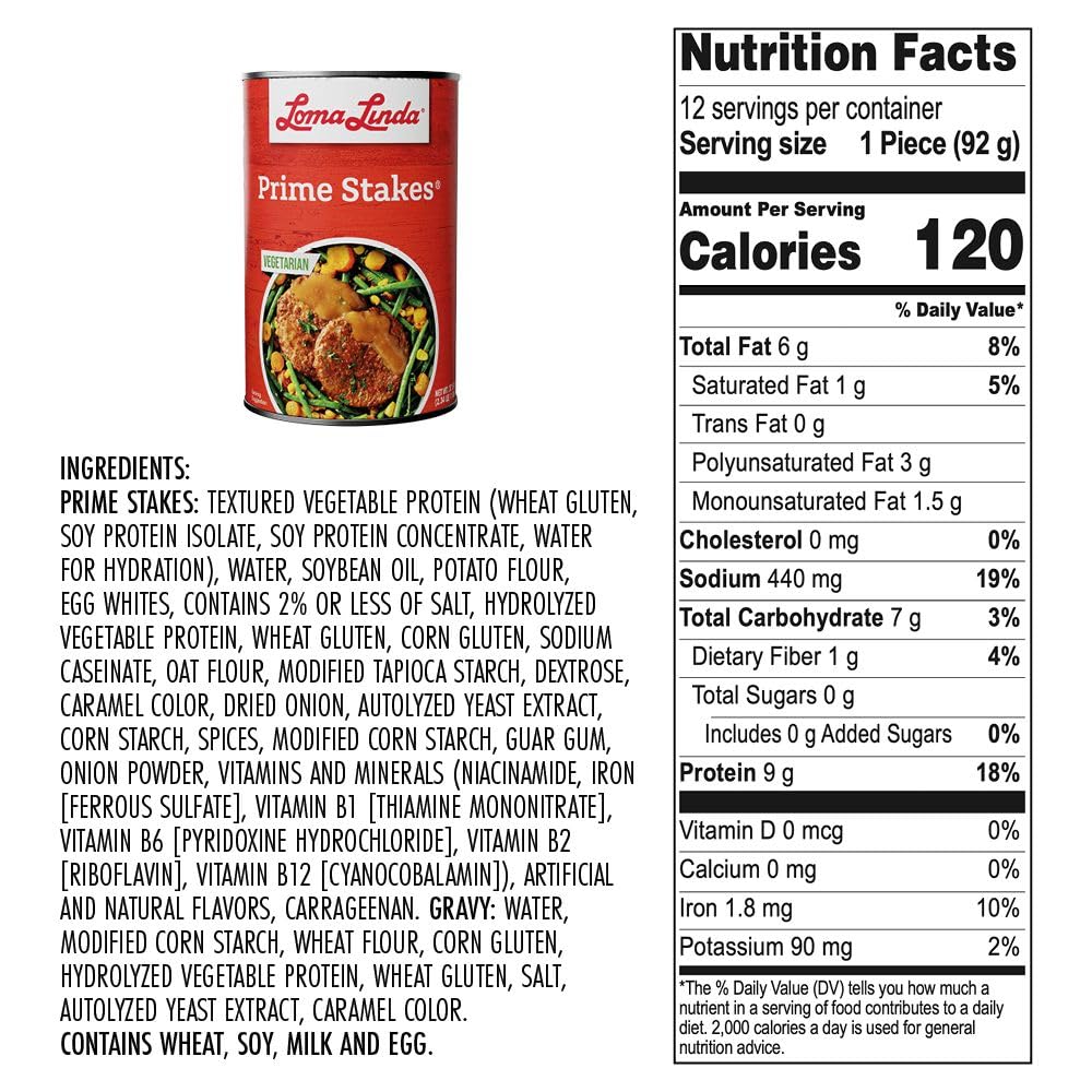 Loma Linda - Plant-Based Meat Substitutes (37.5 oz) (Prime Stakes, 3 pack)