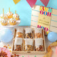 BONNIE AND POP Happy Birthday Food Gift Basket, 6 Piece Assortment, Gourmet Snack   in Wooden Crate