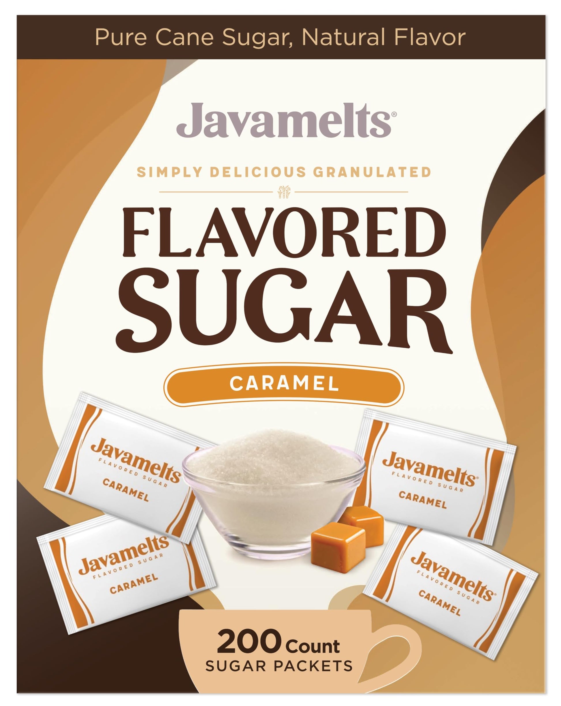 JAVAMELTS Caramel Sugar Packets | Non-GMO, Gluten-Free | 200 Count