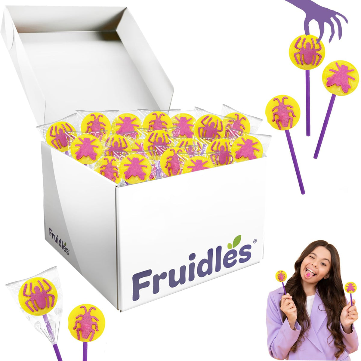 Fruidles Insects Tattoo Lollipop Suckers Candy, Great for Goody Party Bag Fillers, Individually Wrapped (30 Pounds)