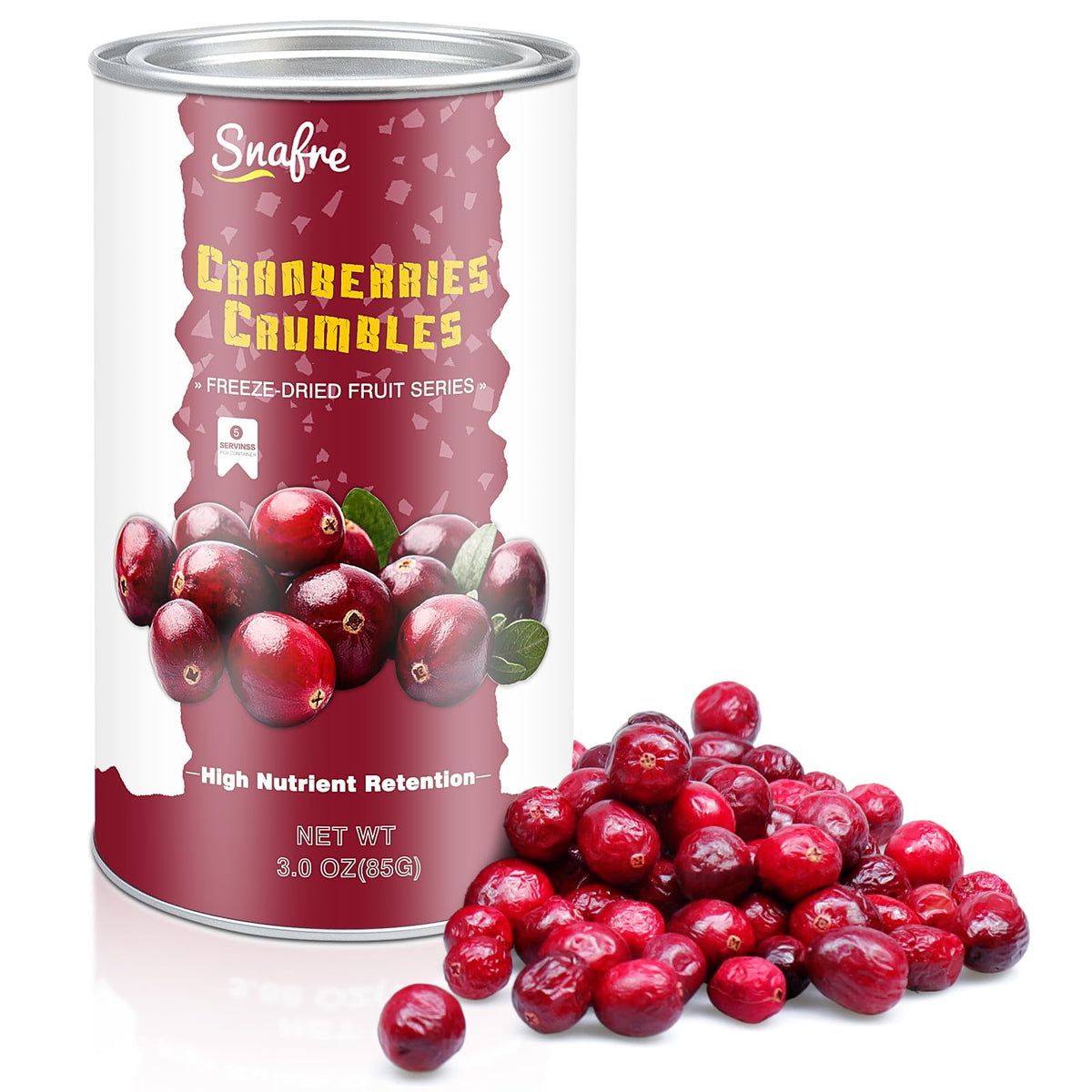 Freeze Dried Cranberries, 2.64OZ/75G Whole Frozen Cranberries, Freeze Dried Fruit, Camping Food & He-althy Fruit Snacks, 100% Na