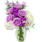 KaBloom Mothers Day Flowers - Purple Rose, White Hydrangea, Purple Orchid with Vase - Gift for Birthdays, Sympathy, Anniversaries