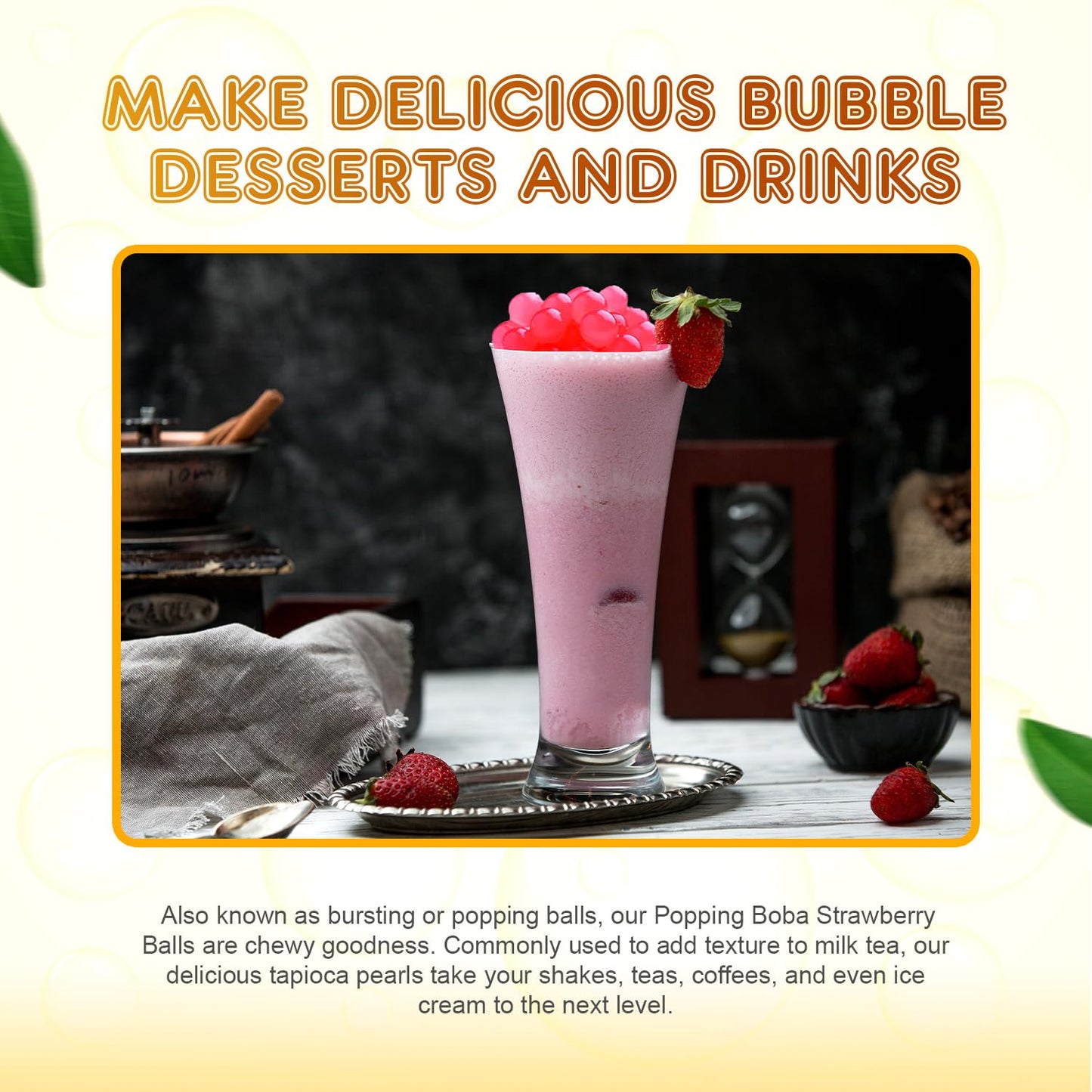 Fanale Popping Boba Pearls for Bubble Tea - Strawberry Flavor - 1 lb x 12 Pack