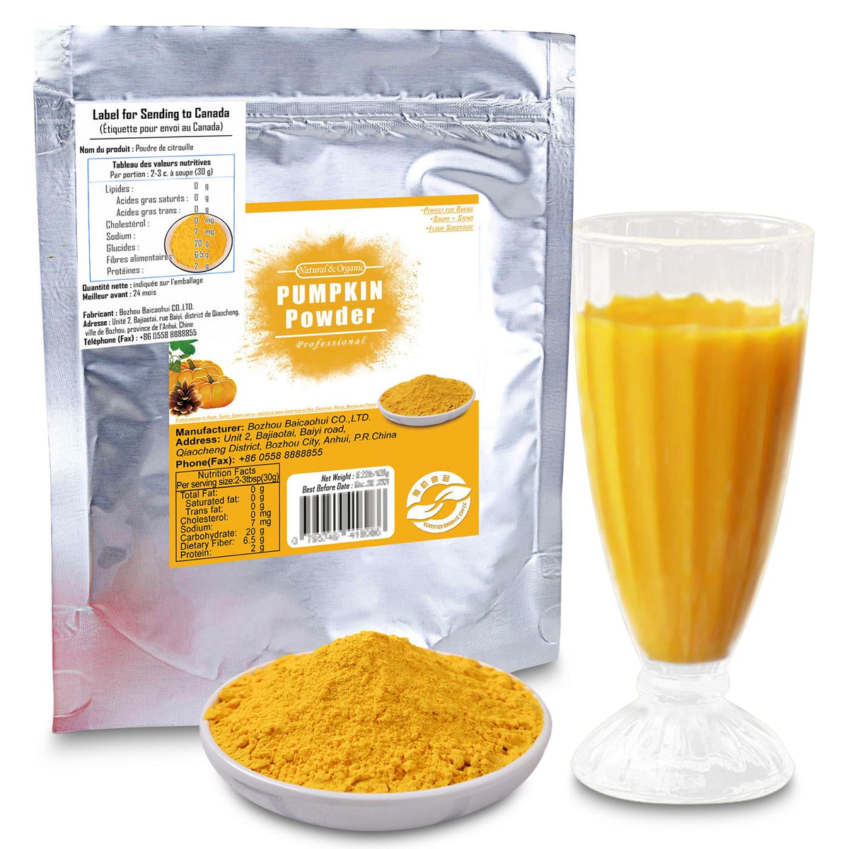 Prettyard 100% Organic Natural Pumpkin Powder (3.52OZ/0.22LB/100g) Pumpkin Spice Powder Vegan Friendly- No Additives Vegetable P