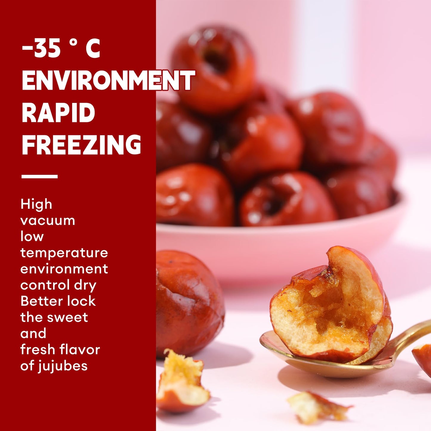 Bestore Freeze-Dried Jujubes Dried Fruit Winter Dates Non-Fried Crispy Winter Jujubes Casual Snacks 3 Pack 2.11Oz
