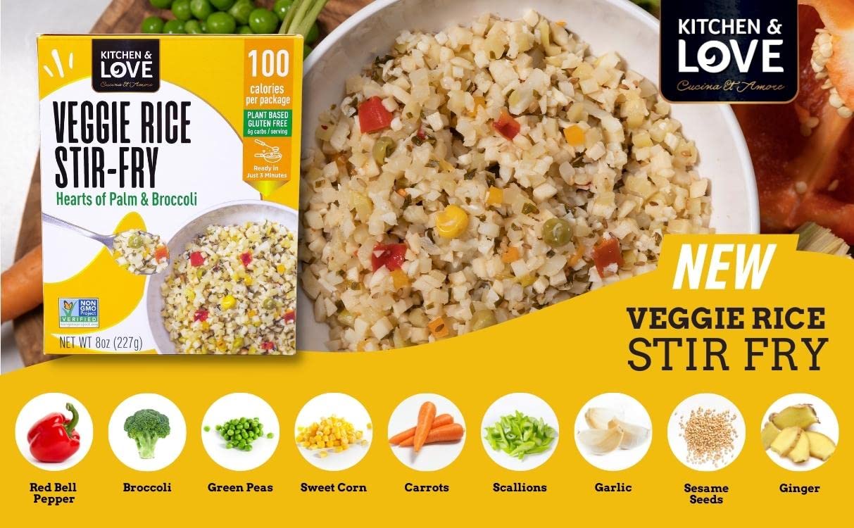 Kitchen & Love Veggie Rice Stir Fry, Low Carb, Gluten Free, 8 Oz (Pack of 6)