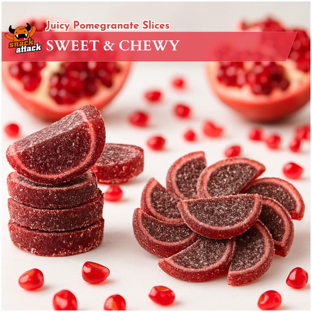 Snack Attack Gummy Candy - Pomegranate Fruit Slices, Soft & Chewy, 3lb Bag