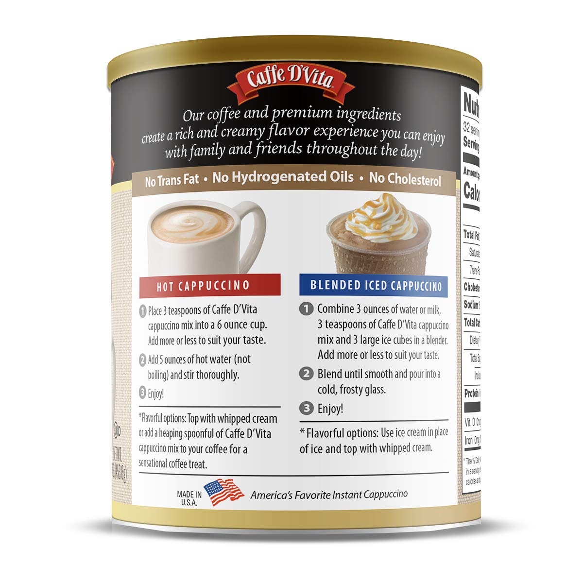 Caffe Dvita White Chocolate Cappuccino, 96 Ounce (Pack Of 6)