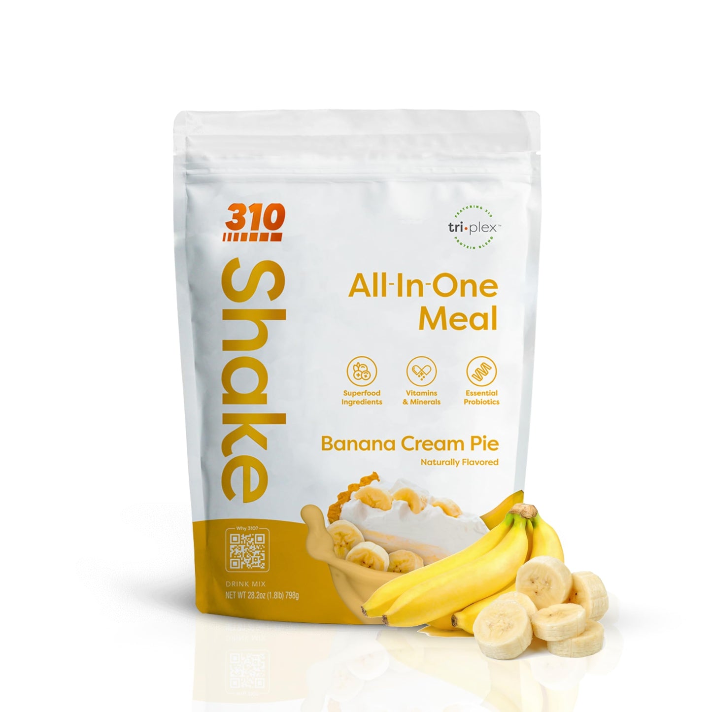 310 Nutrition All-In-One Shake Meal Replacement Powder - Banana Cream Pie, Plant-Based, 28.2 oz, 28 Servings
