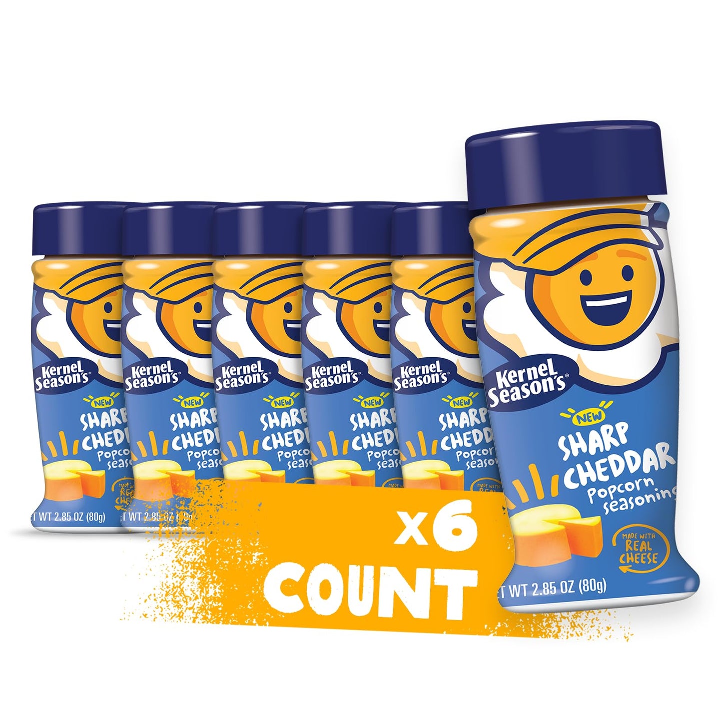 Kernel Season'S Sharp Cheddar Flavored Popcorn Seasoning, Made With Real Cheese, 2.85 Oz (Pack Of 6)