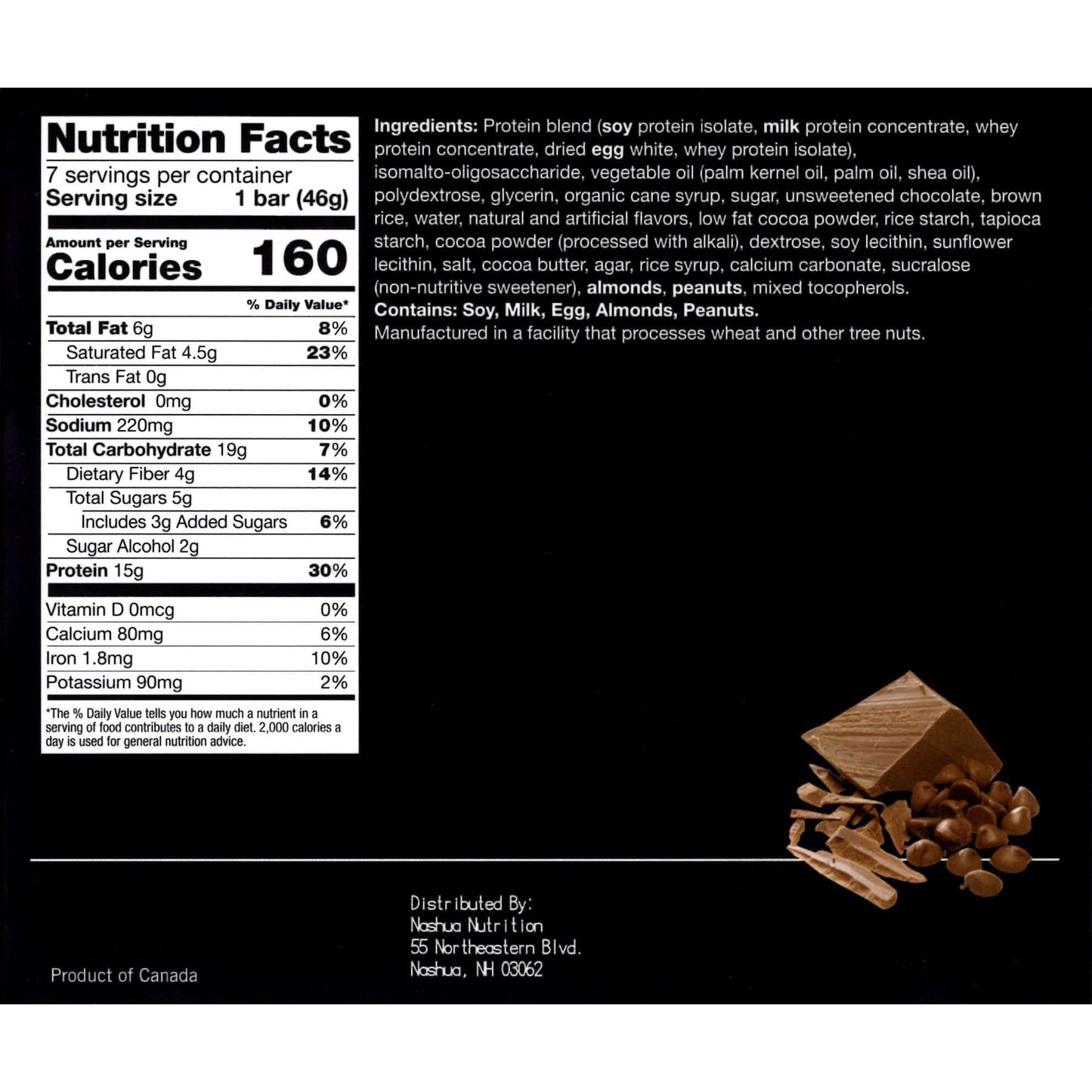 Proti-Thin Choc-A-Lot Chip Protein Bar, 15G Protein, Low Carb Diet Bar, Low Fat, No Gluten Ingredients, 7 Bars/Box
