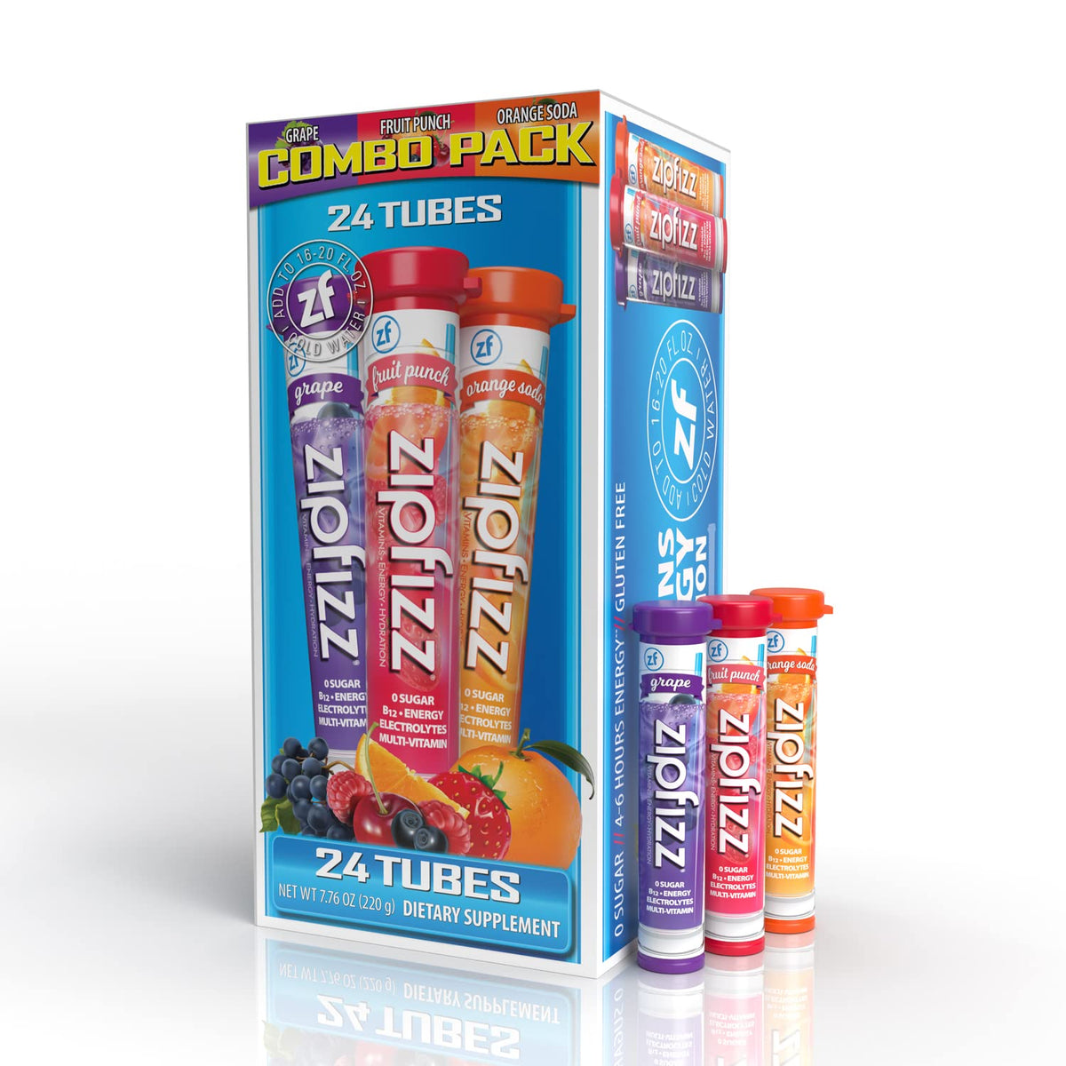 Zipfizz Energy Drink Mix - Electrolyte Hydration Powder with B12 & Multi Vitamin - 24 Count - Combo Pack