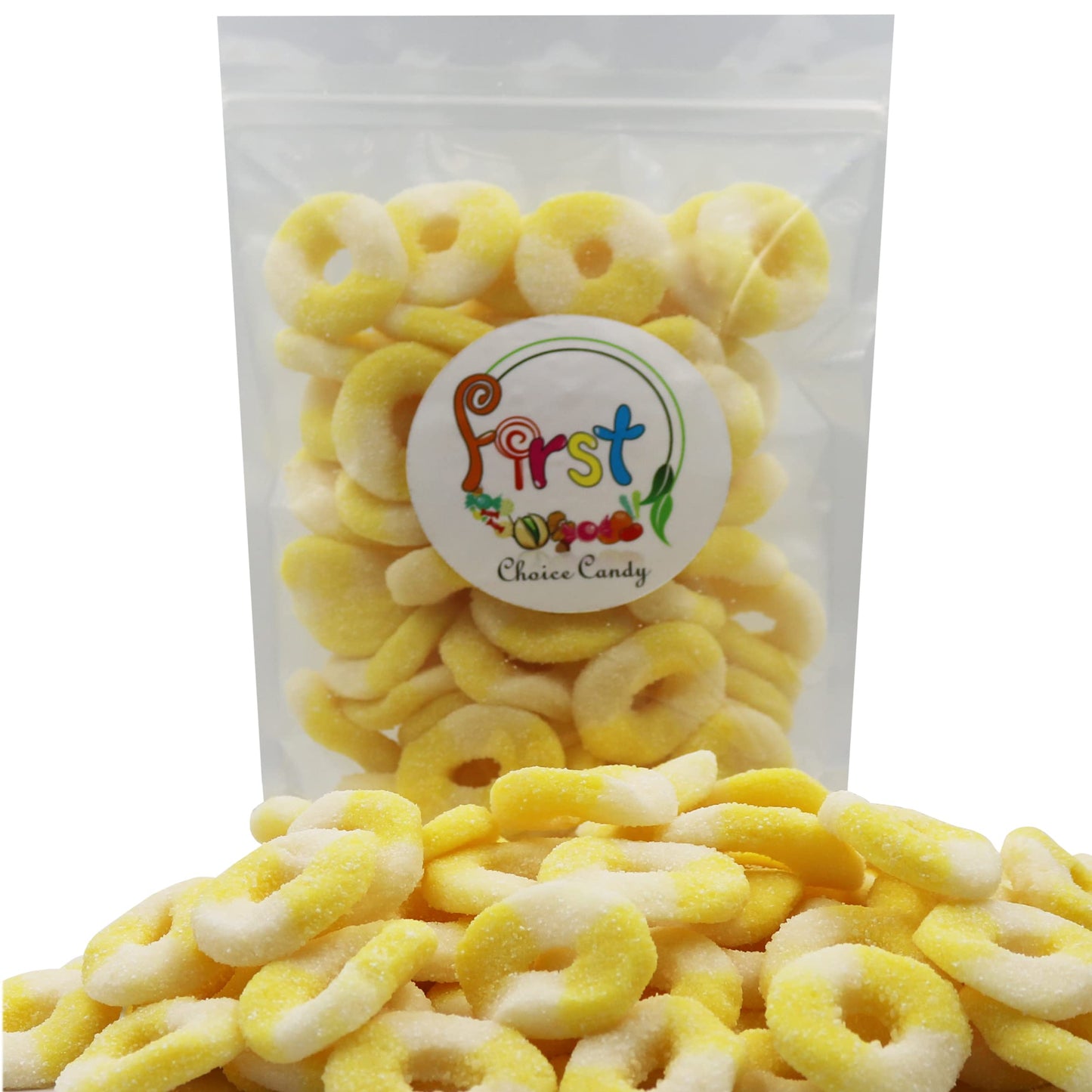 Firstchoicecandy Sour Mini Gummy Rings (Sour Pineapple, 2 Pound)