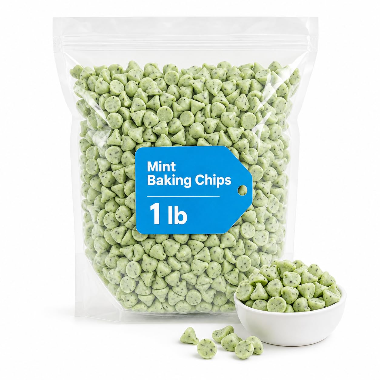 Mint Baking Chips, Minty Flavored Green Chips for Baking & Snacking, 1 lb
