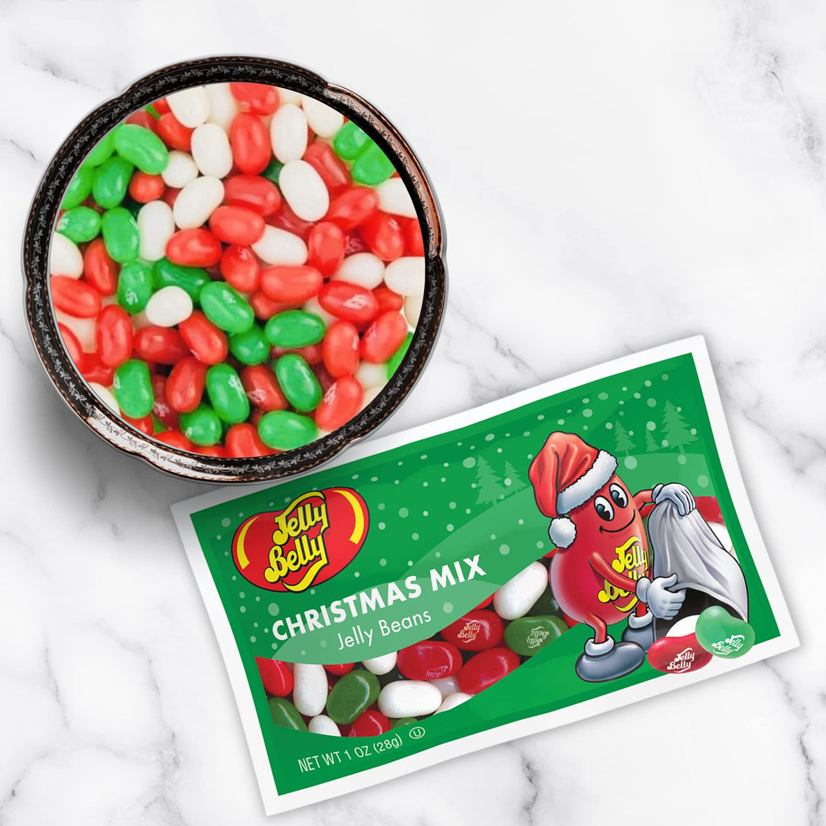 Needzo Christmas Mix Jelly Beans, Very Cherry, Green Apple, Coconut, 1 Ounce Packets, Multi-Color, Pack of 6