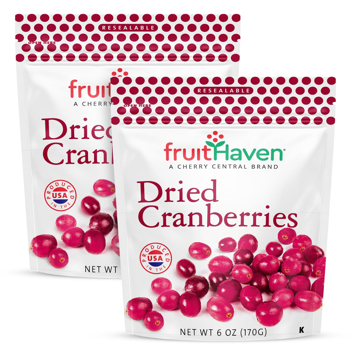 fruitHaven Dried Cranberries, All Natural,Gluten Free, No Perservatives, Good Source of Fiber, Vitamins and Minerals, Grower Own