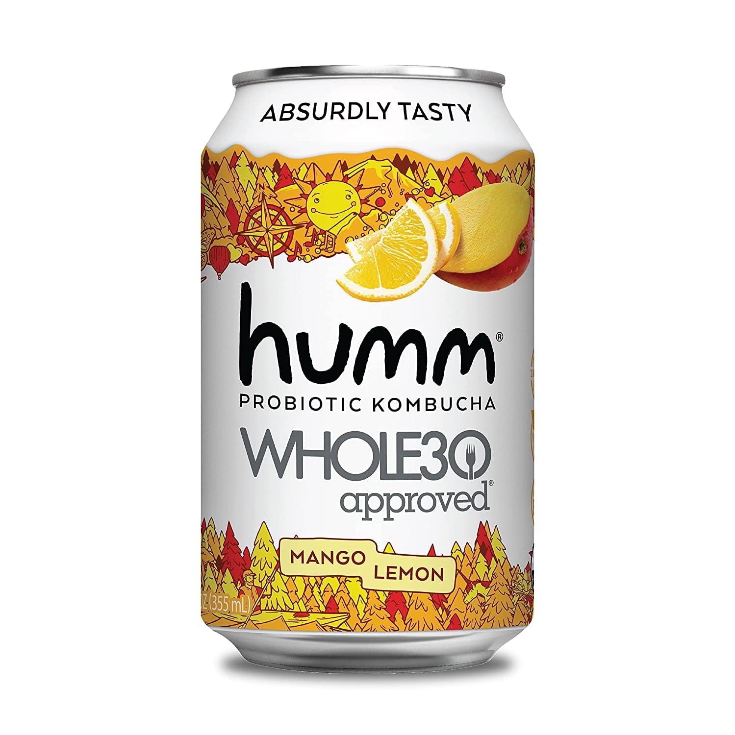 Humm Whole30 Approved Kombucha - Mango Lemon - Organic, Vegan & GMO-Free (12 Pack)