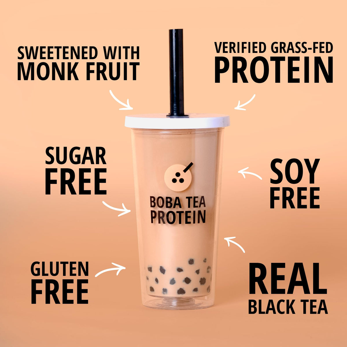 Boba Tea Protein Classic Milk Tea Protein Powder | 25g Grass-Fed Whey Isolate | Gluten-Free | 19 Servings