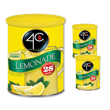 4C Powdered Drink Mix Cannisters, Lemonade, 28 Quarts, Family Sized Cannister, Thirst Quenching & Refreshing Flavors (Lemonade, 3.62 Pound (Pack Of 3))