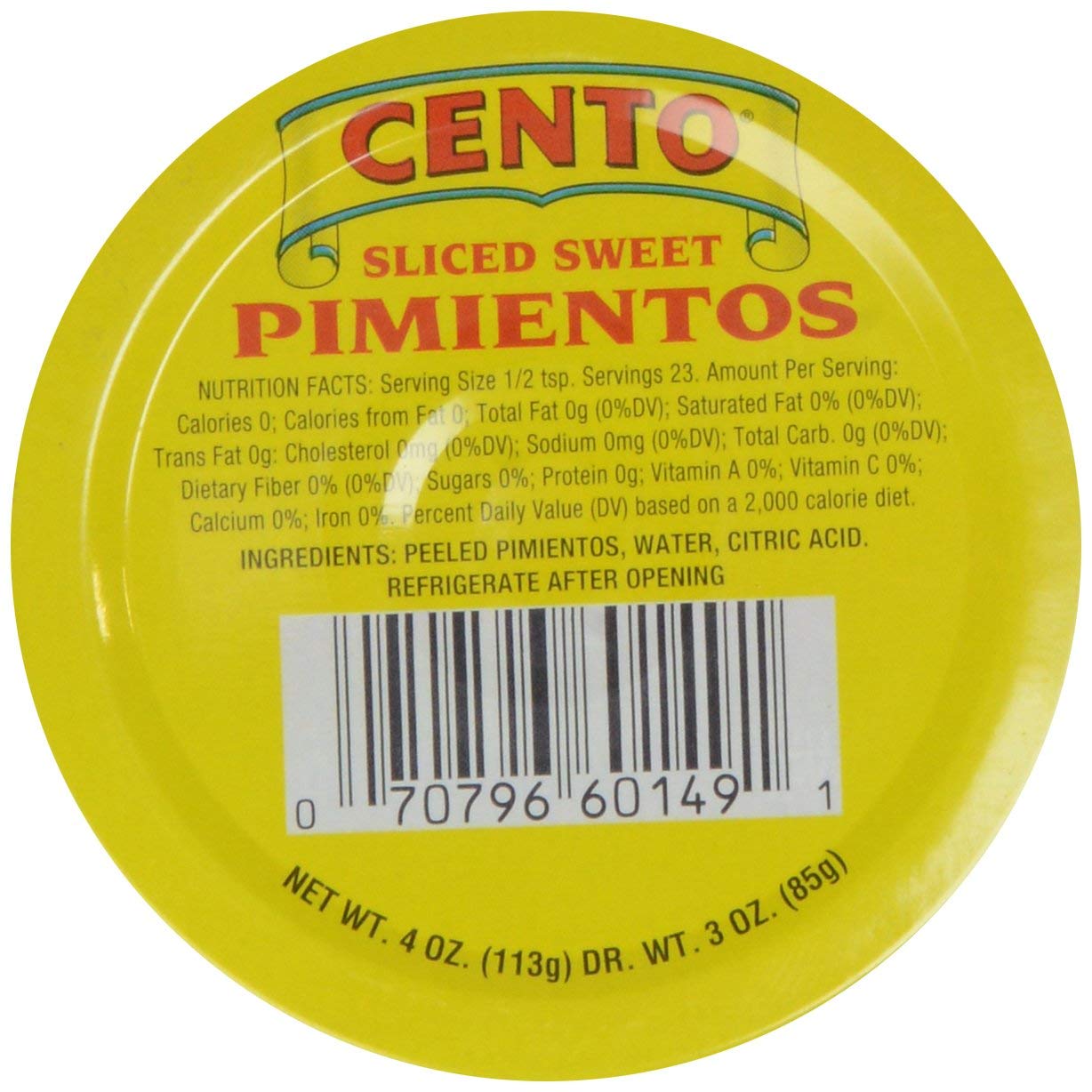 Cento Pimientos Sliced 4.0 Oz (Pack Of 2)