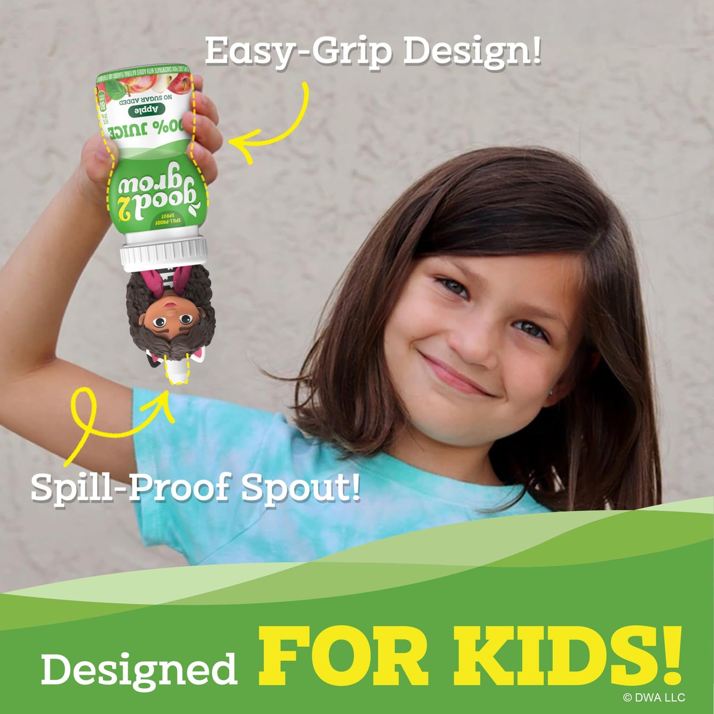 good2grow Apple Juice - 100% Fruit Juice for Kids, No Sugar Added, 6 Fl Oz Bottles, 3 Pack with Gabbys Dollhouse Character Tops