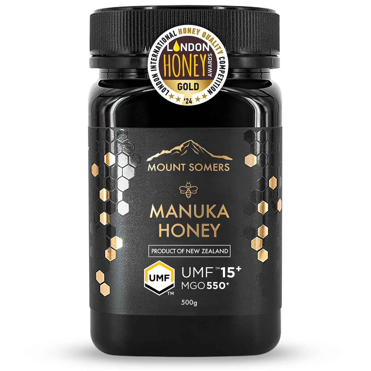 Mount Somers Top-Grade Manuka Honey Mgo 514+ / Umf 15+ 100% Pure New Zealand Manuka Honey - Genuine Natural Superfood - Umf Certified & Traceable 1.1Lb Jar