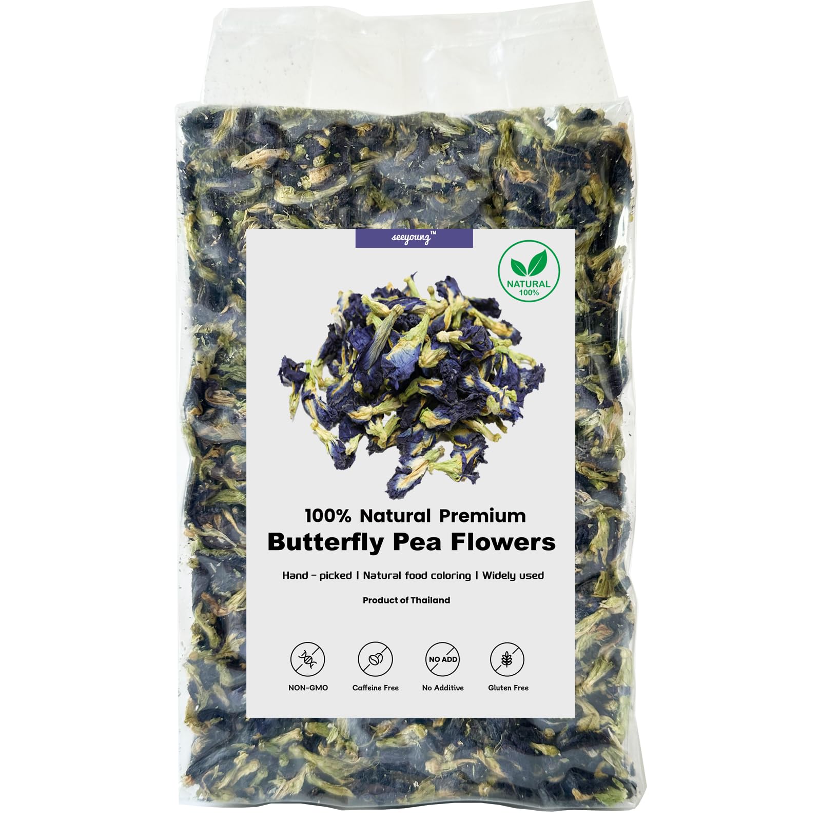 Butterfly Pea Flowers Non-Gmo Natural Butterfly Pea Tea Top-Grade Dried Butterfly Pea Flower For Blue & Purple Drinks And Food Coloring (4Oz)