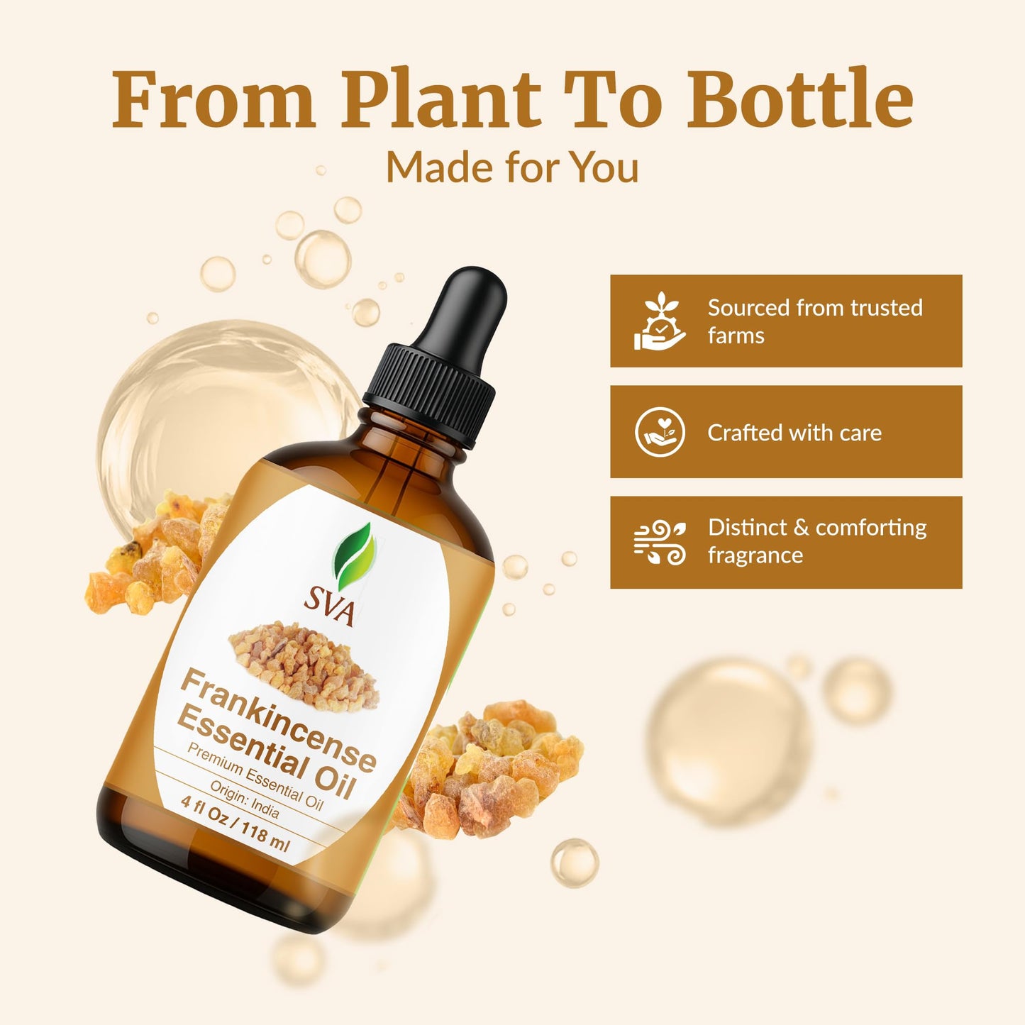 Sva Frankincense Essential Oil 4Oz (118 Ml) Boswellia Serrata Premium Essential Oil With Dropper For Diffuser, Aromatherapy, Hai