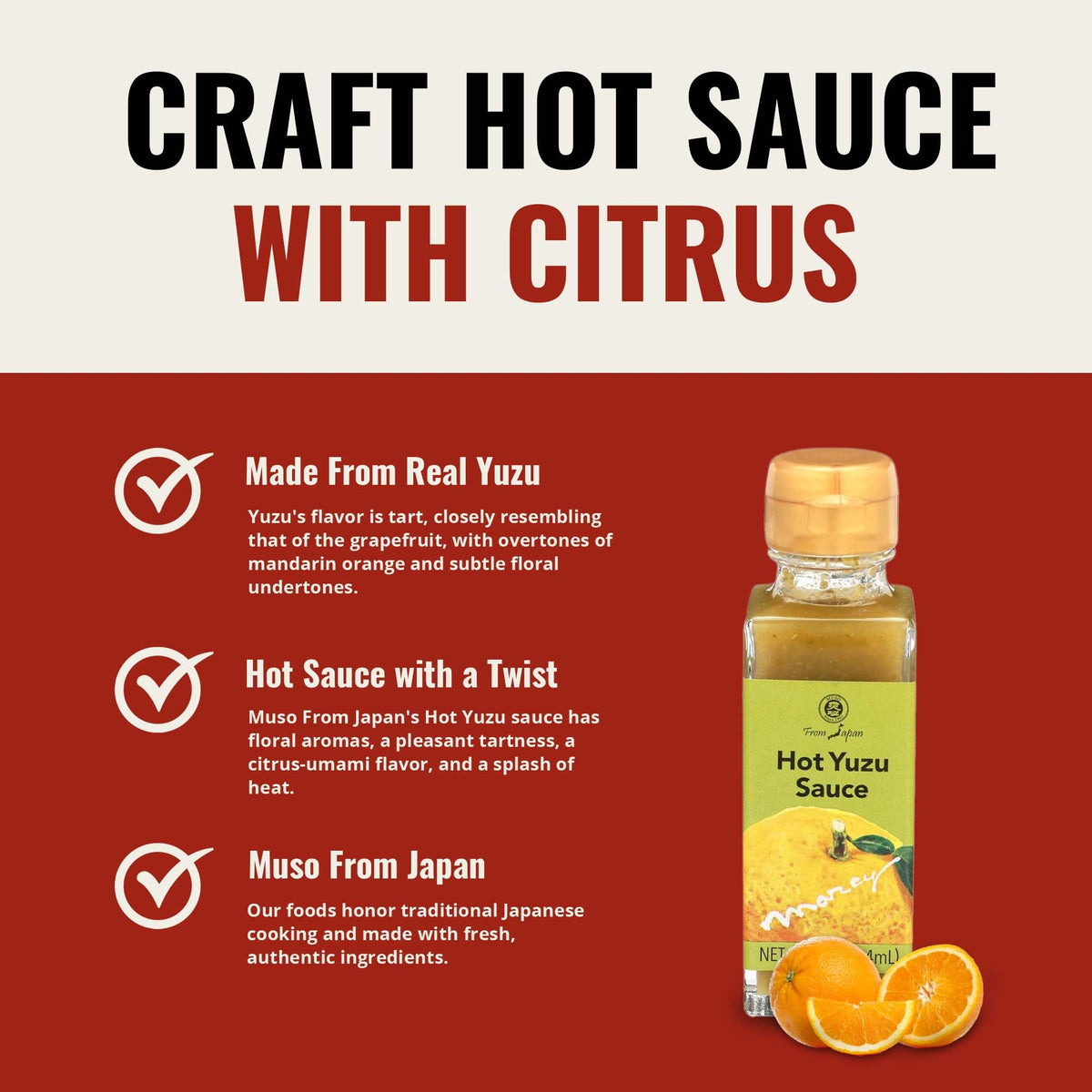 Muso From Japan Hot Yuzu Sauce - Spicy Citrus Flavor for Sushi & Noodles, 3.2 Fl Oz, Vegetarian Condiment