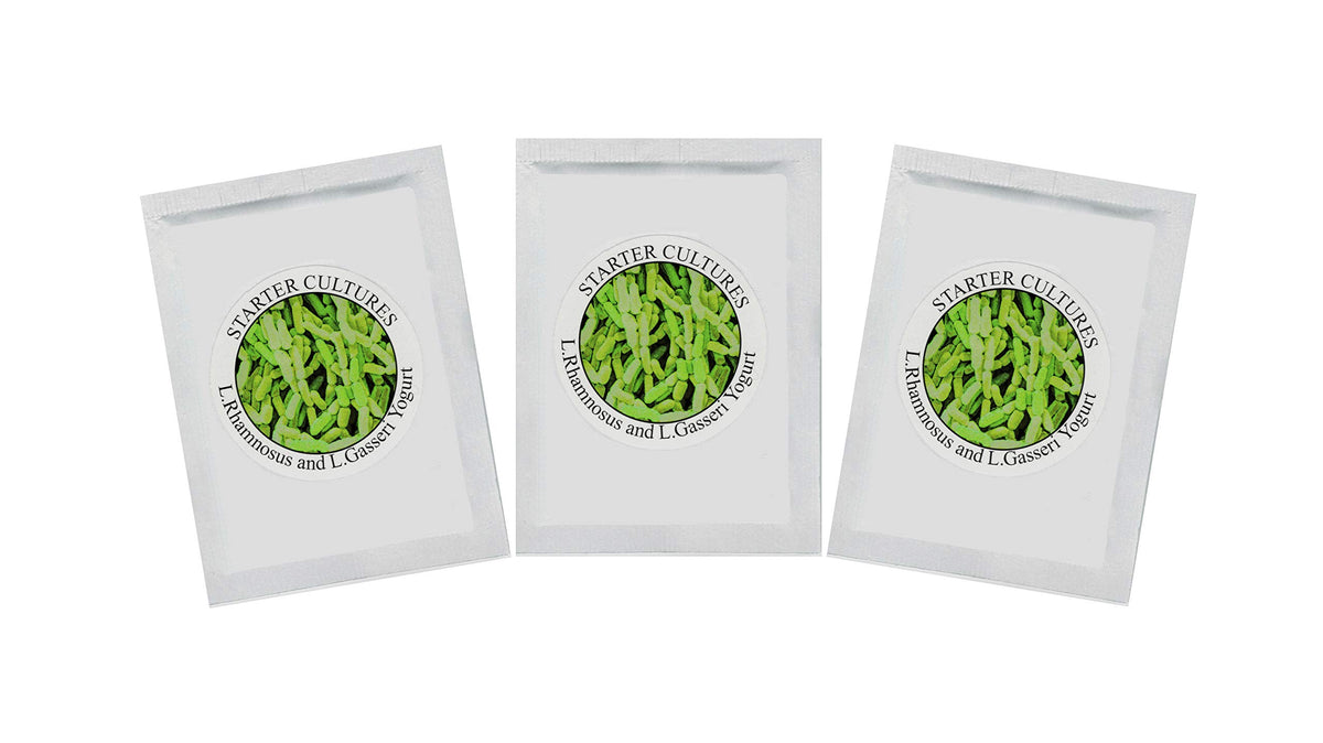 Natural Probiotic Selection Yogurt Starter Cultures - Pack of 12 Freeze-Dried Sachets for Lactobacillus Rhamnosus and L.Gasseri 