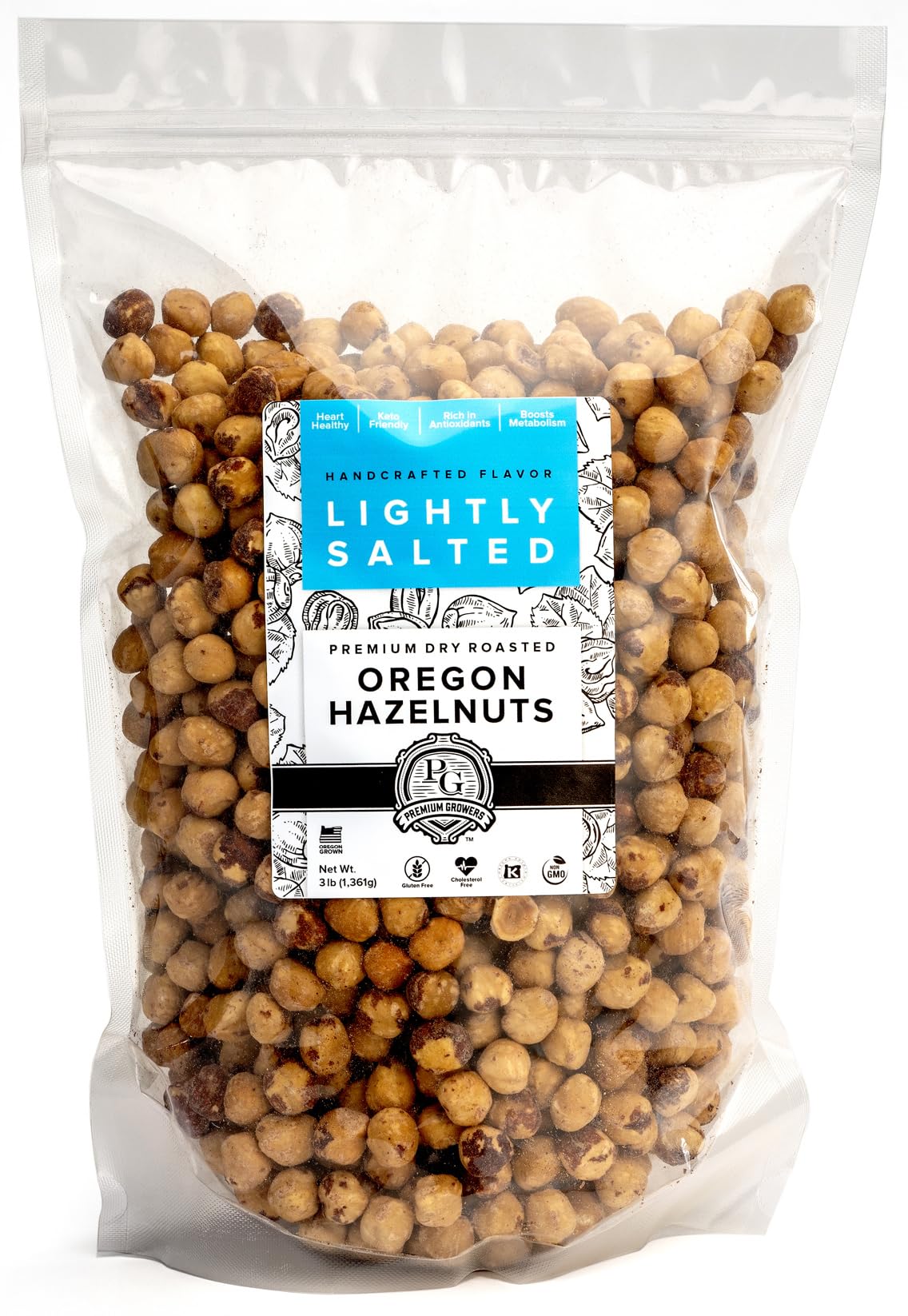 Oregon Farm To Table - Hazelnuts From Premium Growers - Dry Roasted - Lightly Salted – Kosher Certified (3Lb, Lightly Salted)