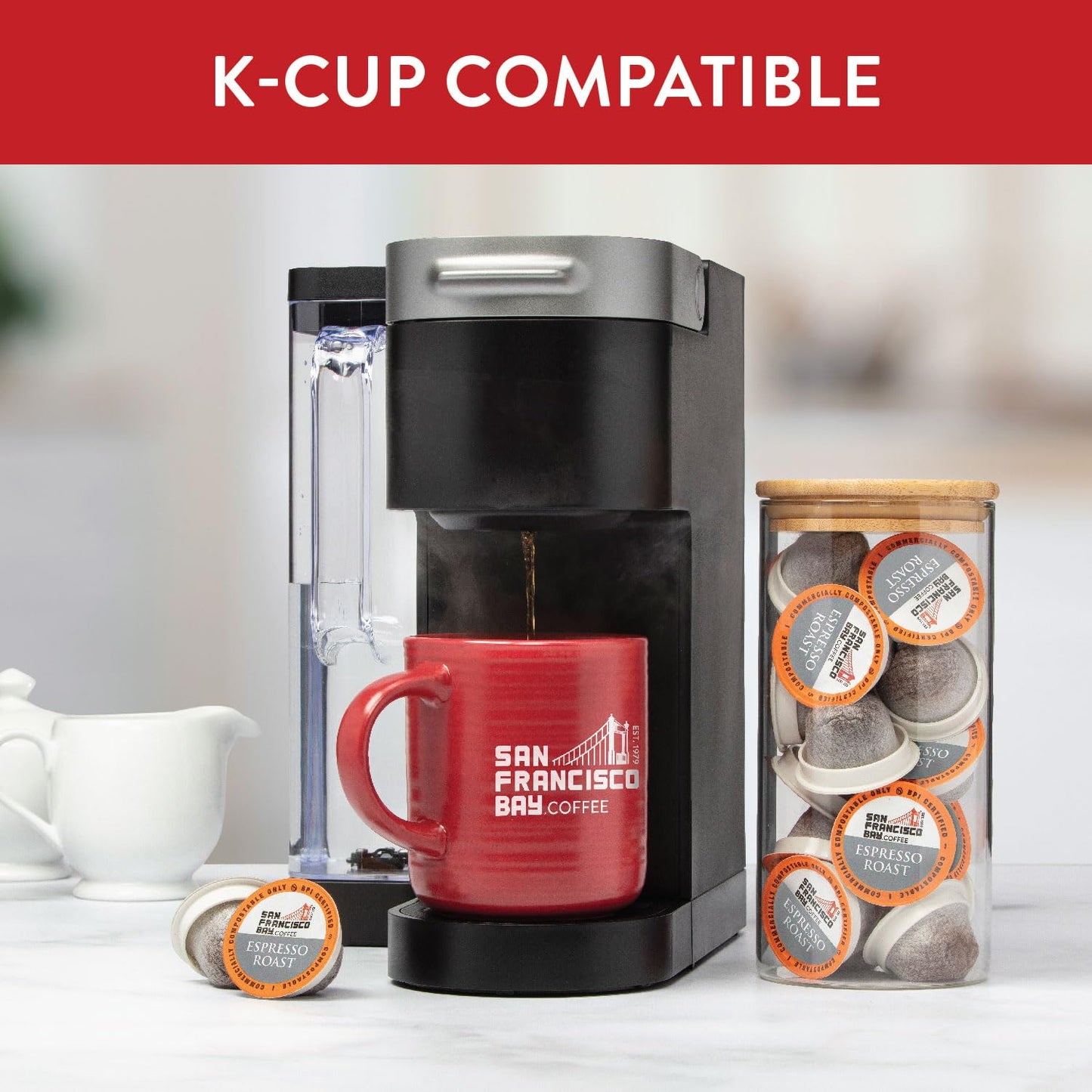 San Francisco Bay Compostable Coffee Pods - Espresso Roast (120 Ct) K Cup Compatible Including Keurig 2.0, Dark Roast
