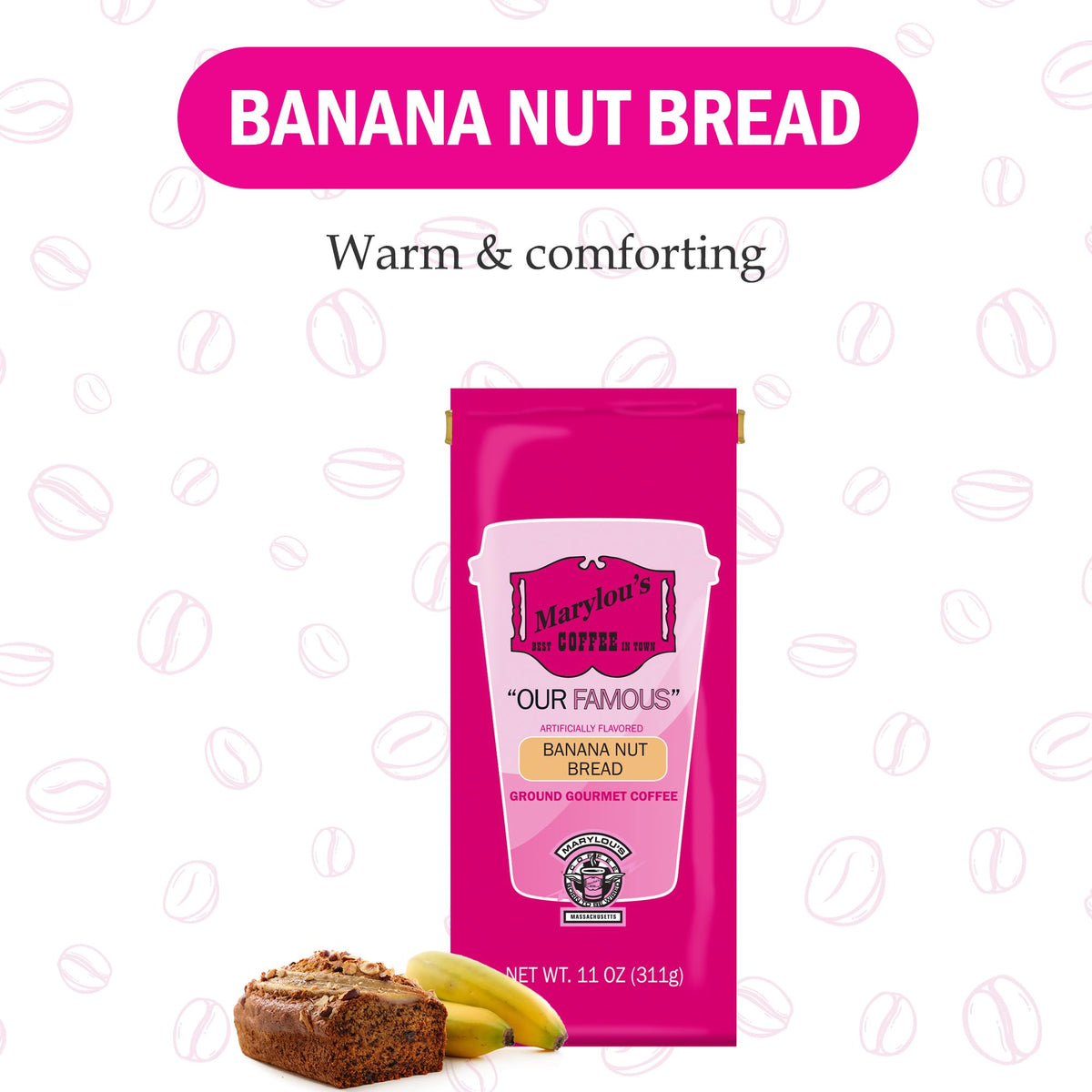Marylous Coffee Banana Nut Bread Flavored Ground Coffee, 11 oz