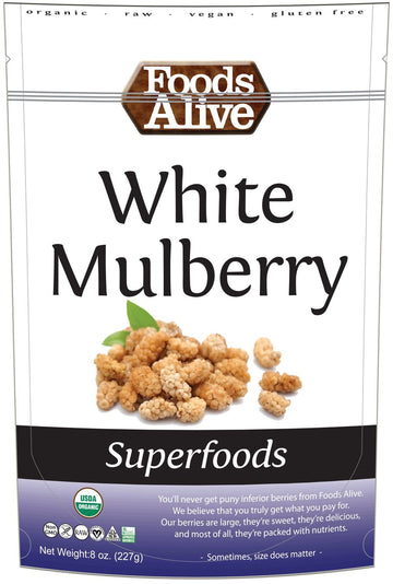 Foods Alive Organic Dried White Mulberries, 8 oz (227 g)