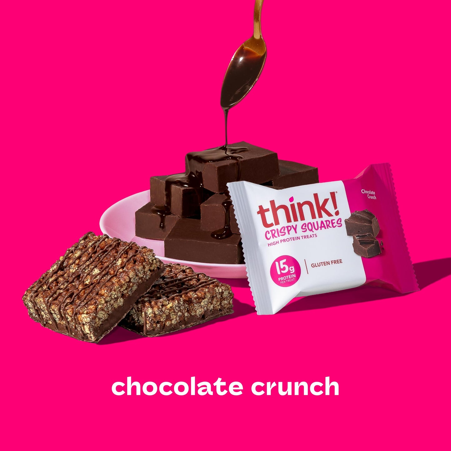 think! High Protein Crispy Squares Chocolate Crunch Treat - 10 Count Pack
