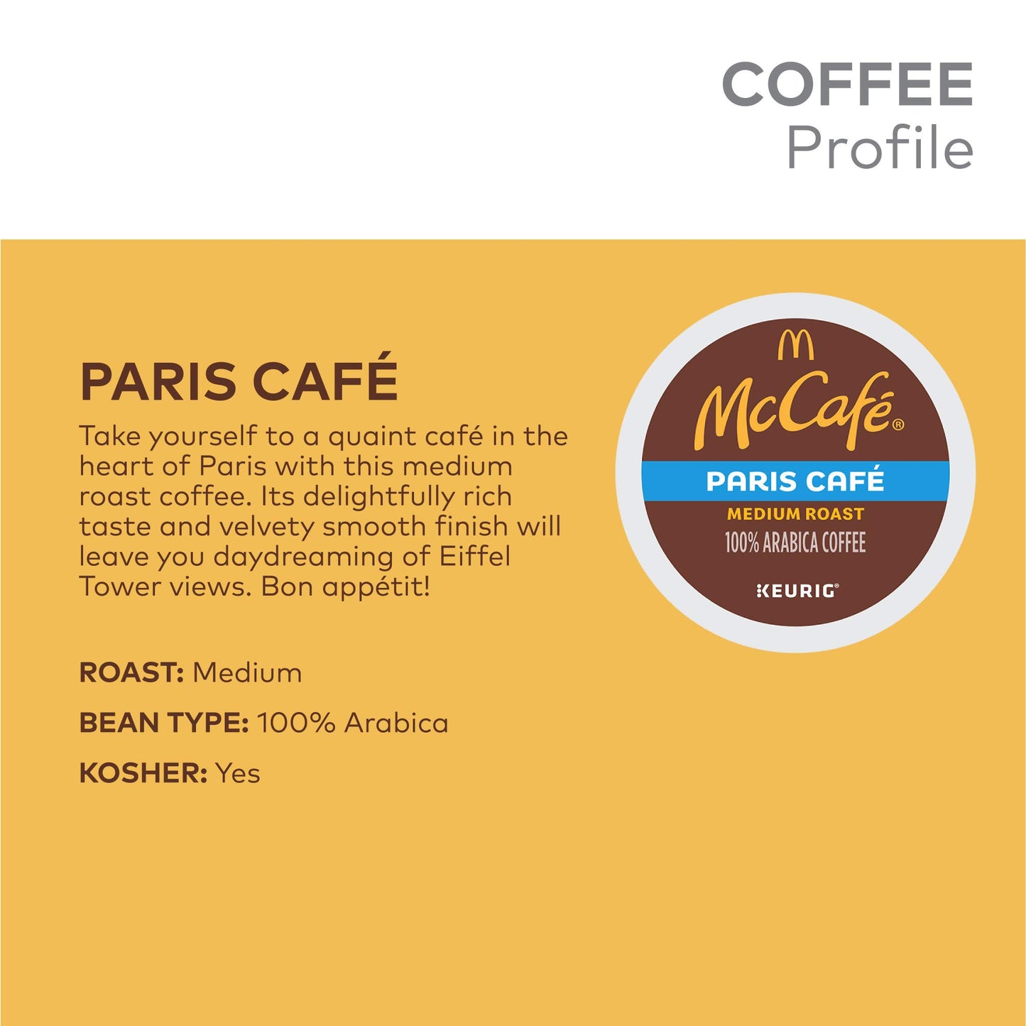 McCafe Paris Caf?  Single Serve Coffee Keurig K-Cup Pods  Medium Roast Coffee  12 Count