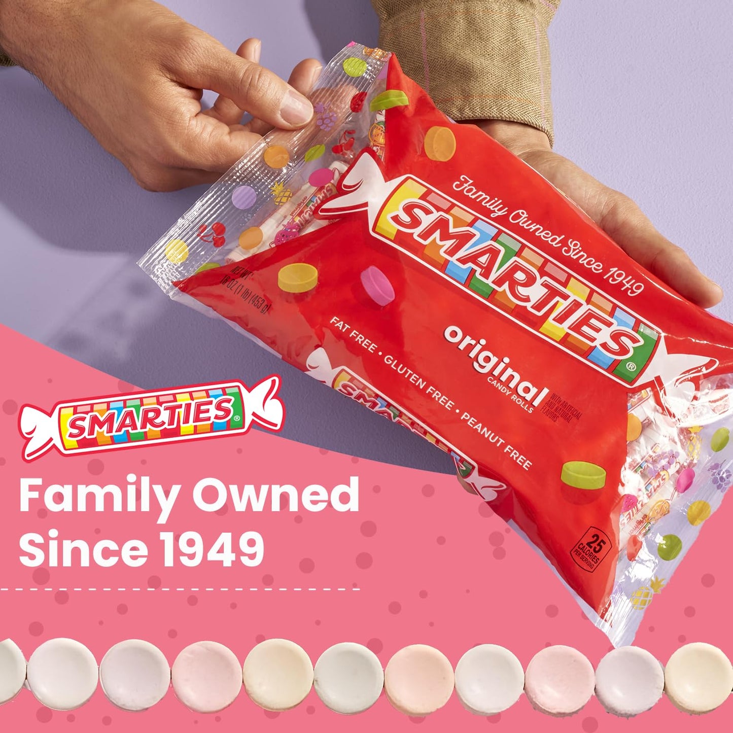 Smarties Candy Bulk Rolls - Gluten & Vegan Free - Original Flavor - 5 Pound Bag - Peanut & Dairy Free - Perfect for Halloween