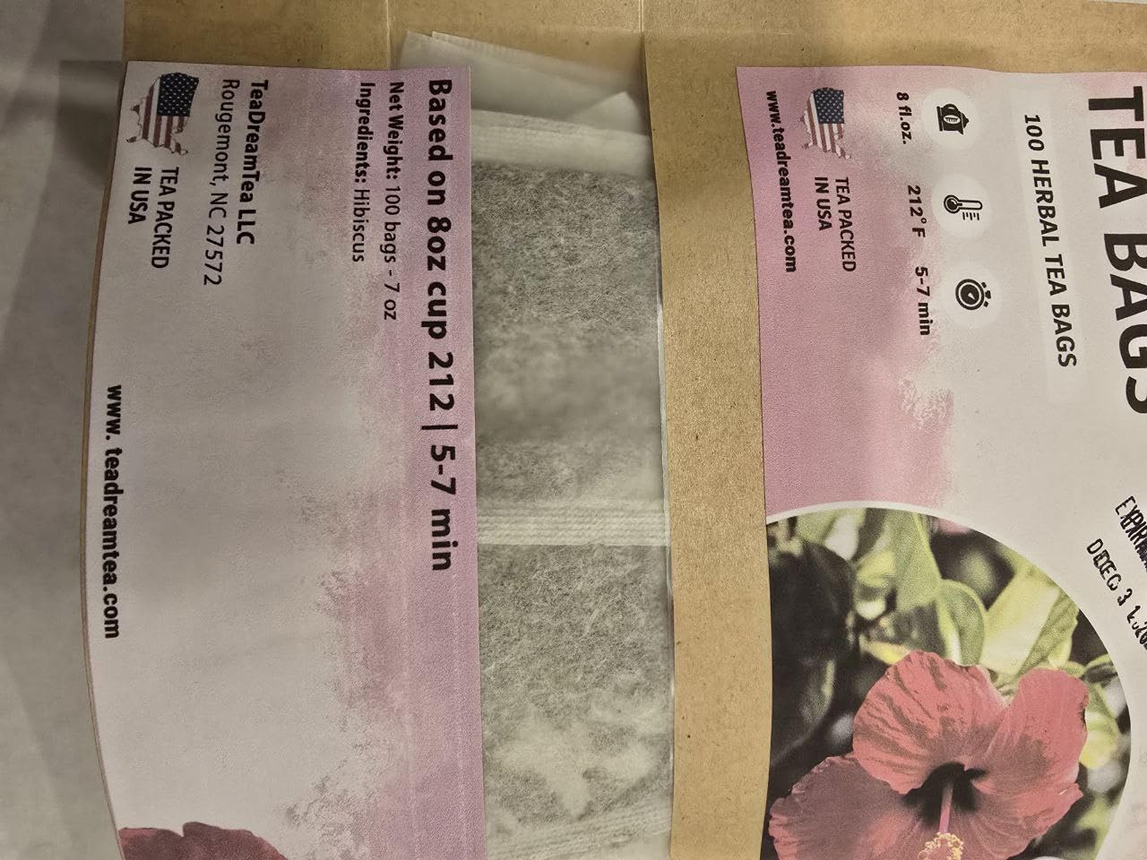 Teadreamtea Hibiscus Tea Bags | 400 Bleach-Free Tea Bags | Caffeine Free | Dried Hibiscus Flowers |Hibiscus Flower Tea | Dried Flower Tea |Herbalhibiscus