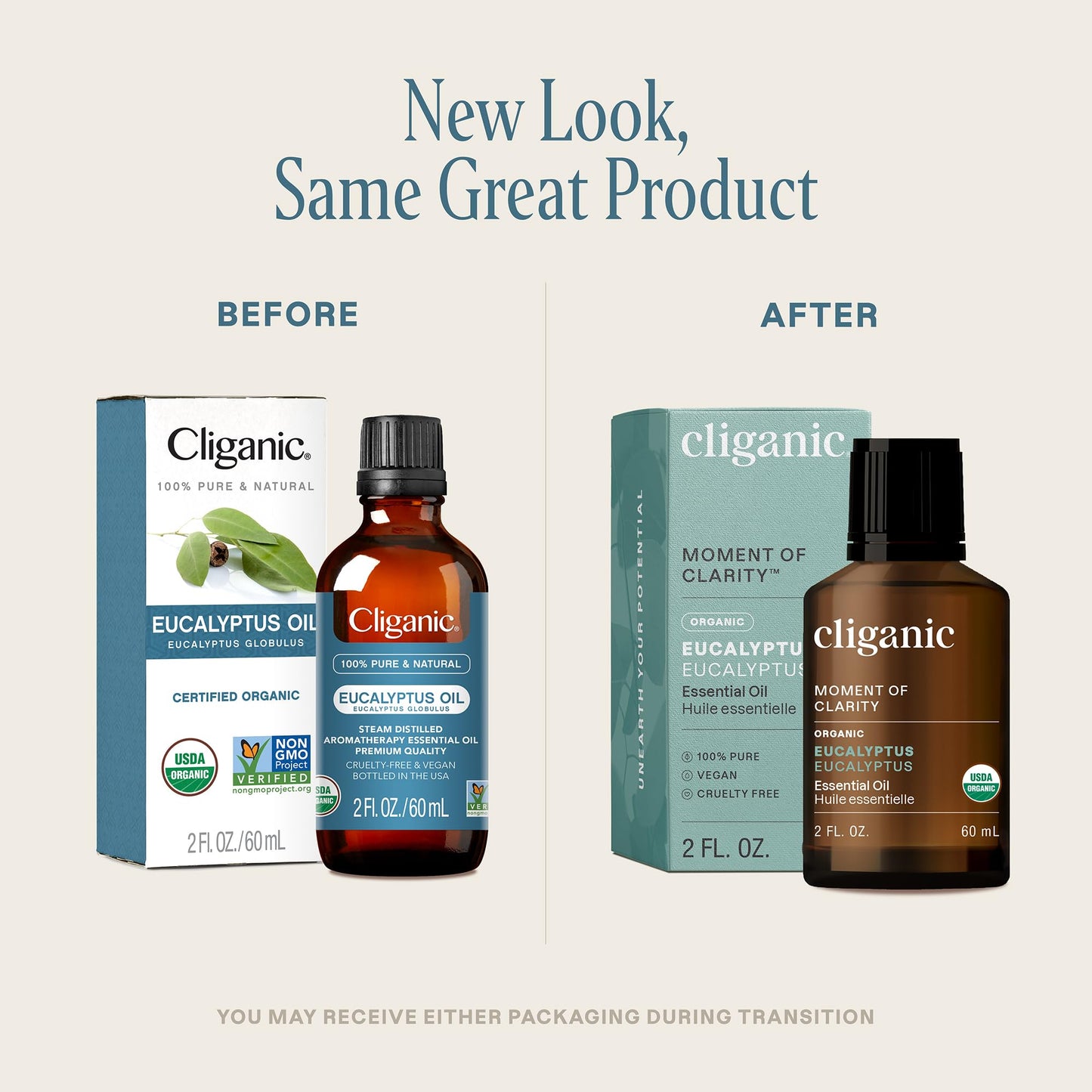 Cliganic Organic Eucalyptus Essential Oil - 100% Pure Natural For Aromatherapy Diffuser  Non-Gmo Verified