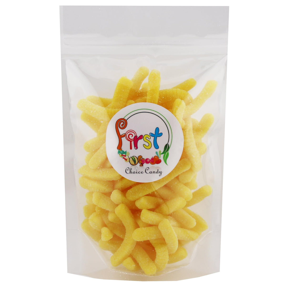 Firstchoicecandy Sweet & Sour Gummy Worms, Multi Flavors And Solid Colors (5 Pound, Sour Yellow Pineapple)
