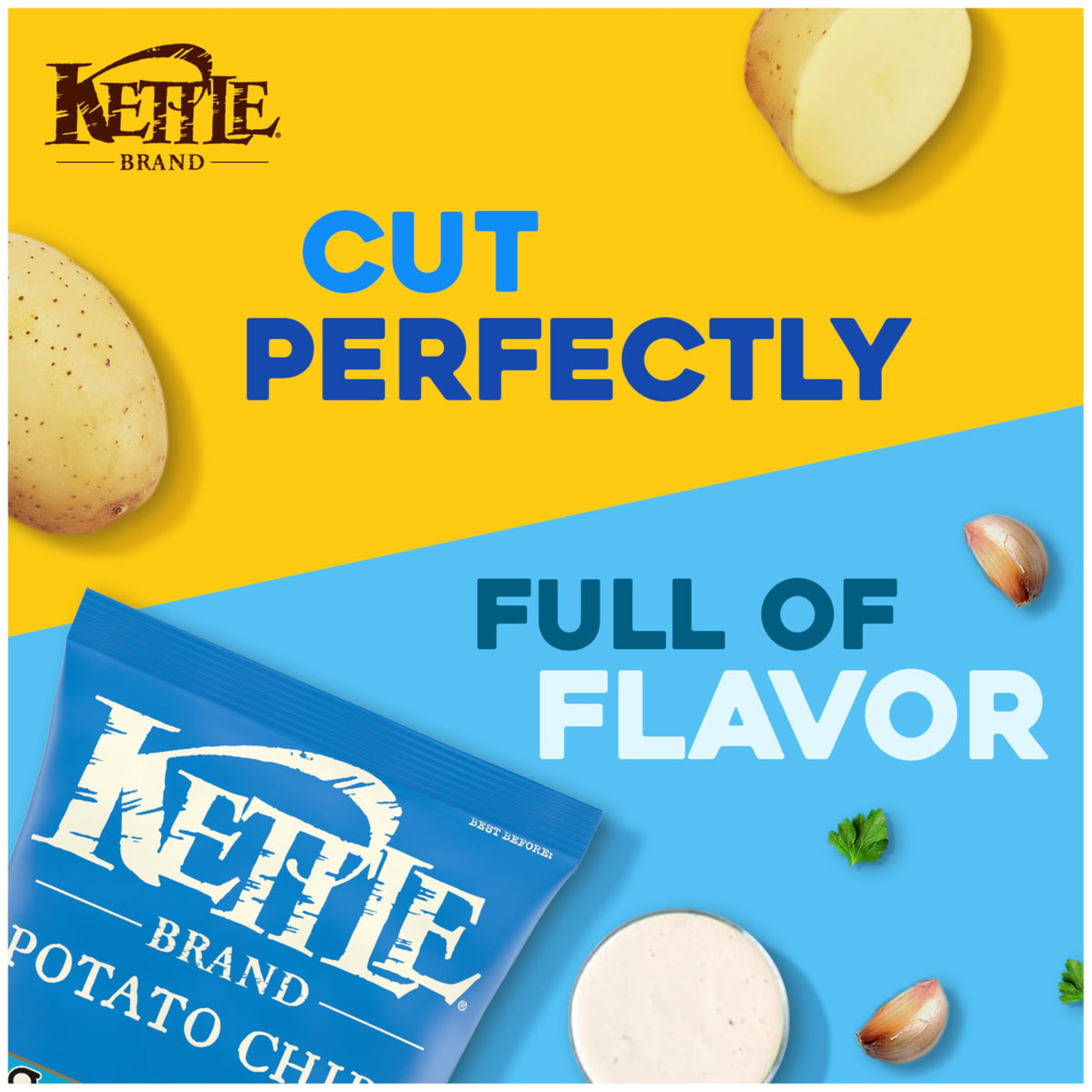 Kettle Brand Potato Chips, Farmstand Ranch Kettle Chips, 7.5 Oz (Pack of 12)